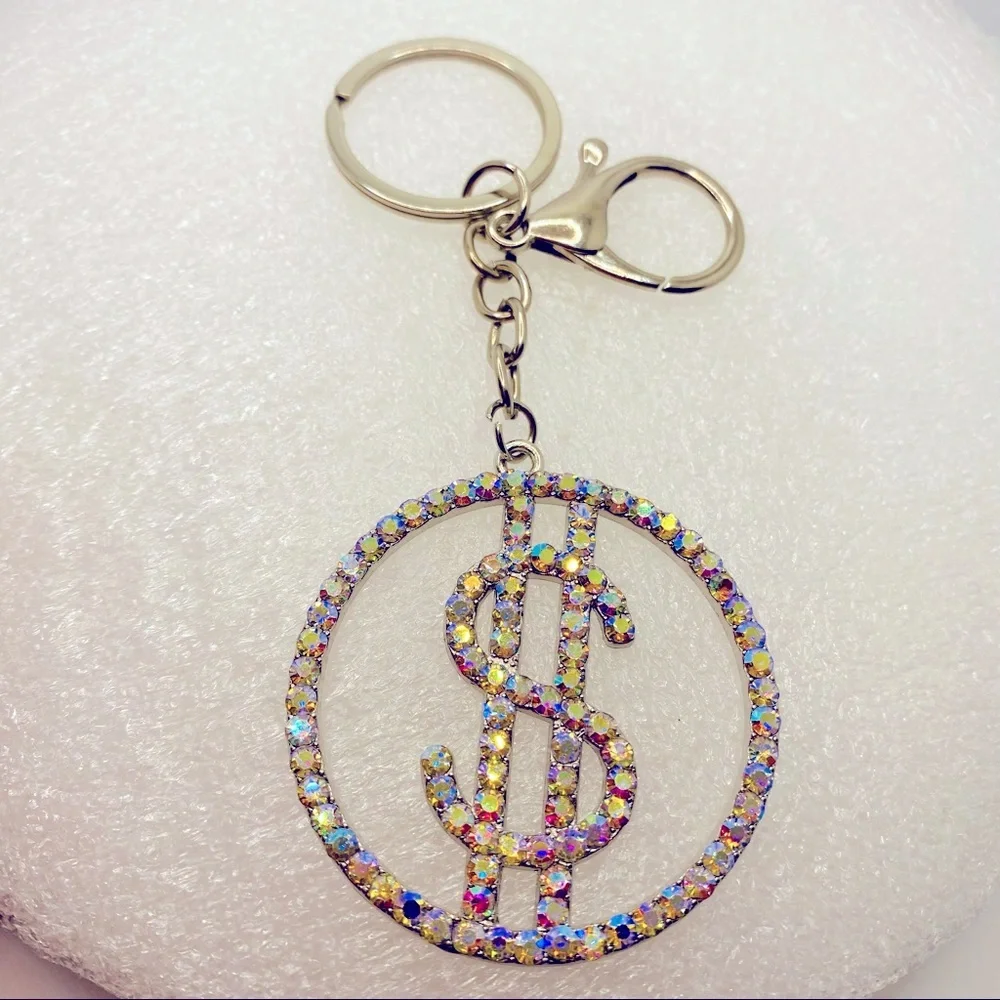 Purse Charm Key Chain Crystals Iridescent